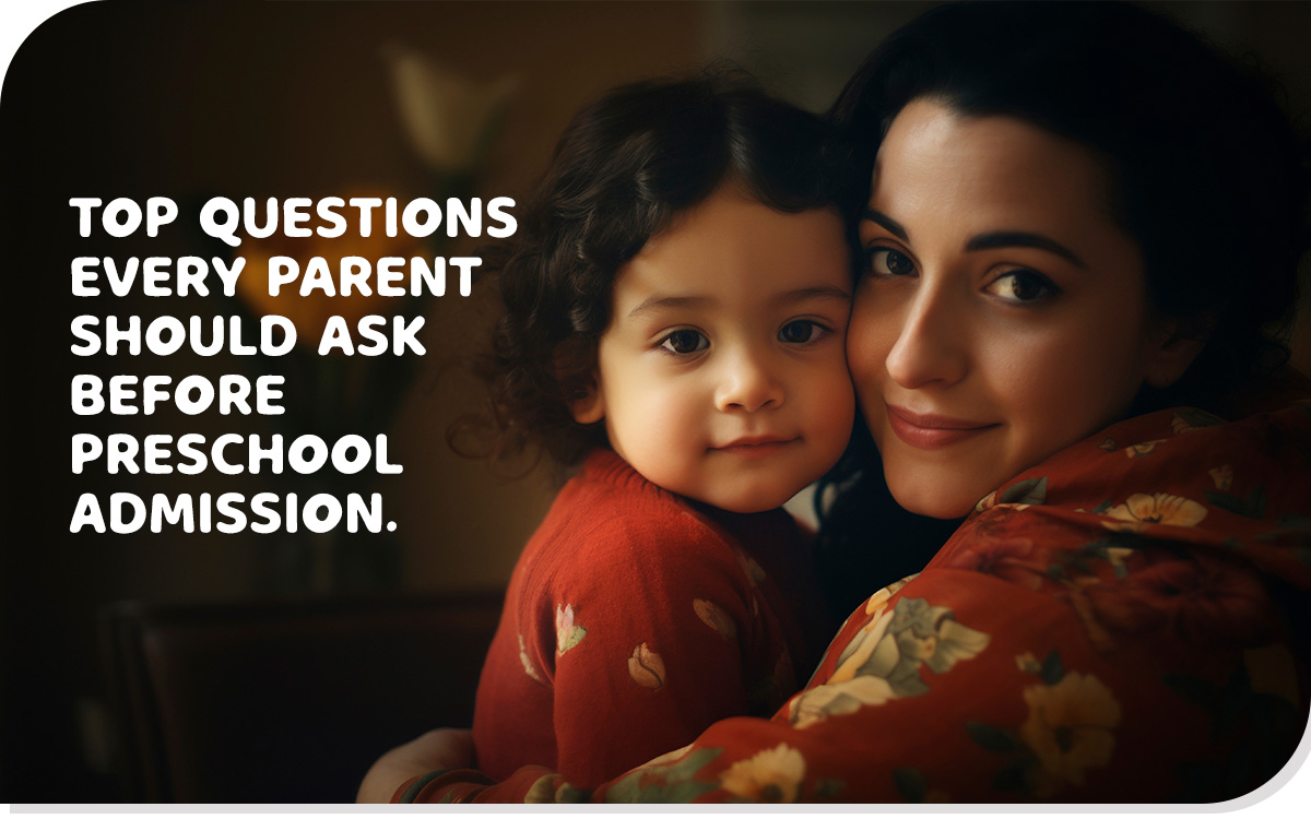 Parent touring preschool classroom during admission process